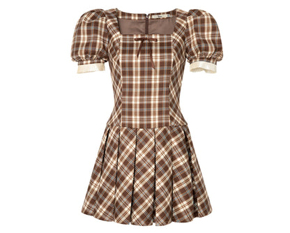 Vintage Lace Check Dress