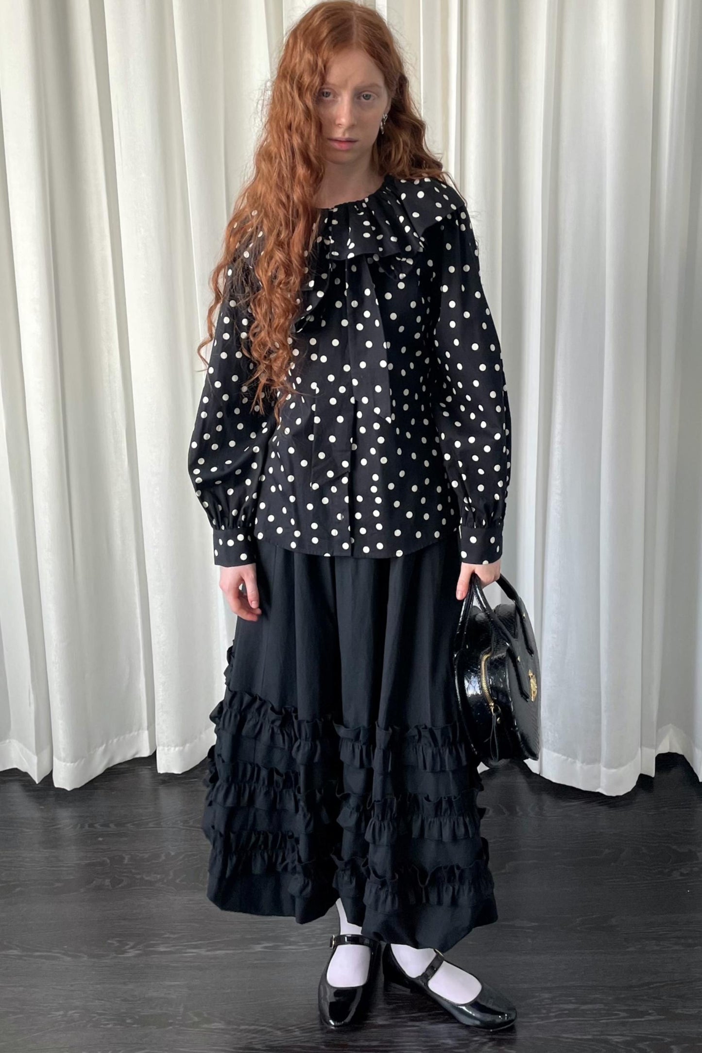 Autumn Lace Shirring Midi Skirt