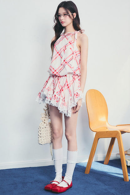 Memorial Rose Check Lace Dress