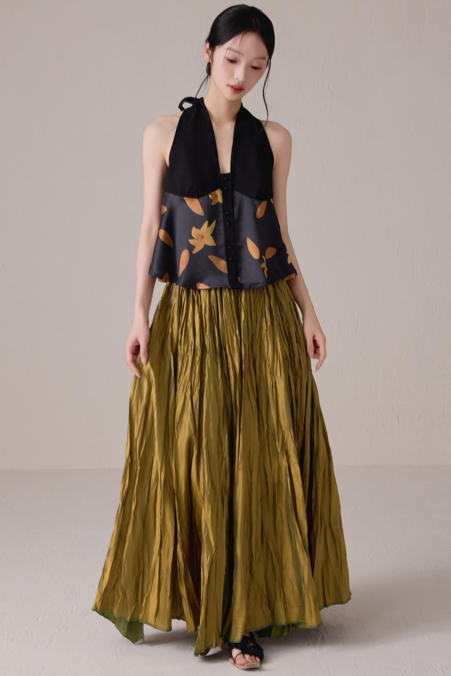 Moonlight Colorblock Backless Neck Vest