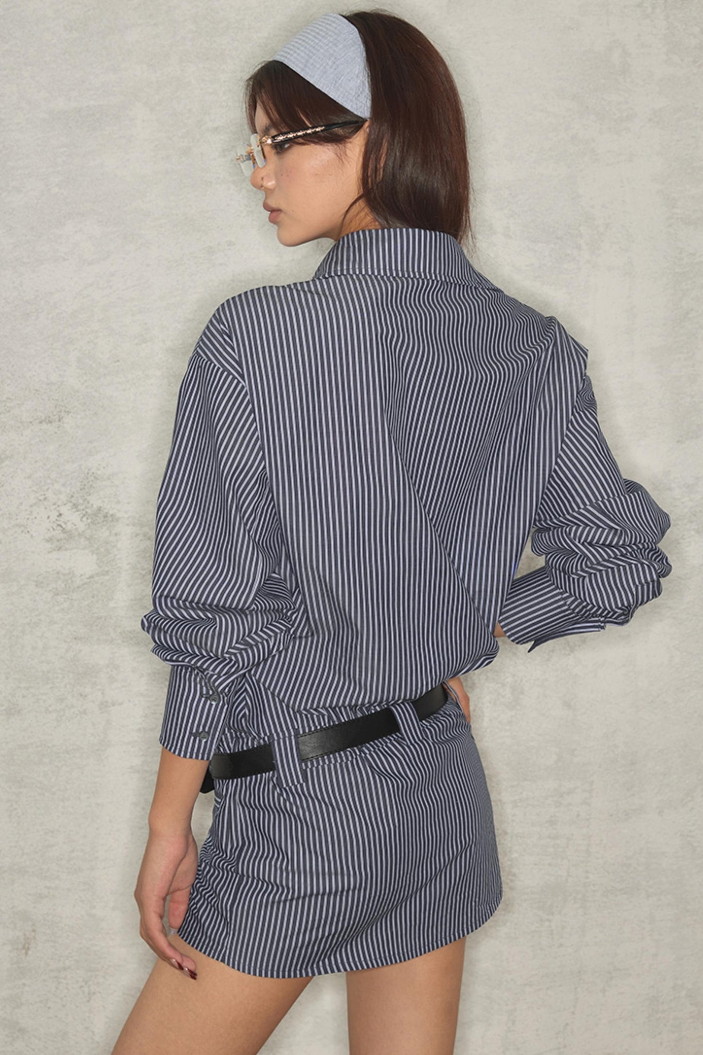 Blue Striped Shirt Dress