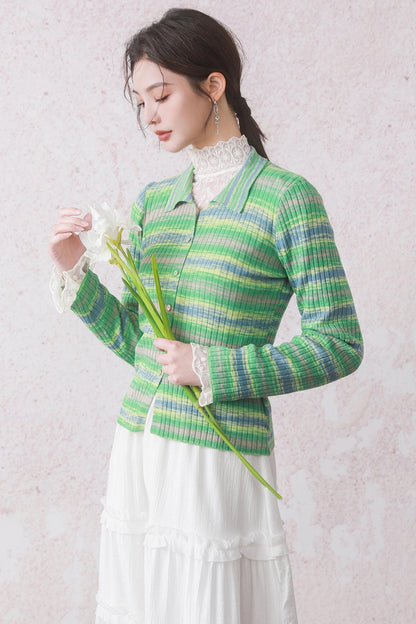 Green Chipping Knit Jacket