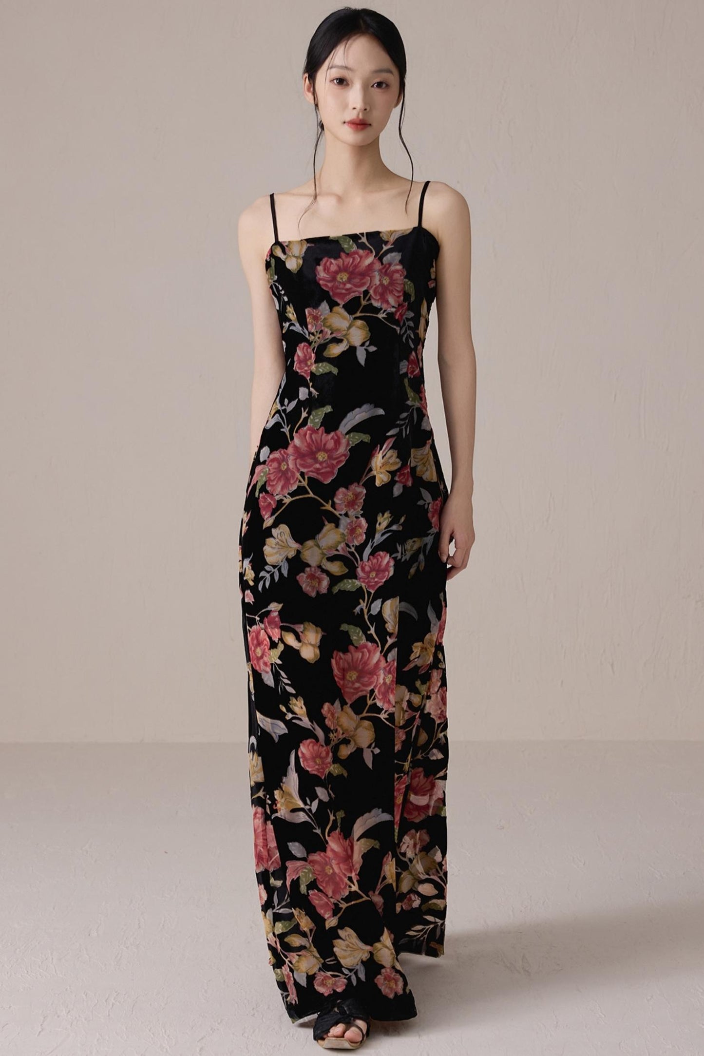 Vintage Floral Halter Maxi Dress