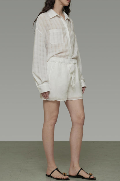 Tie-Waist Linen Shorts