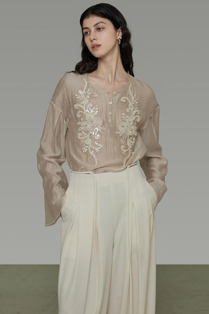 Retro Embroidered Blouse