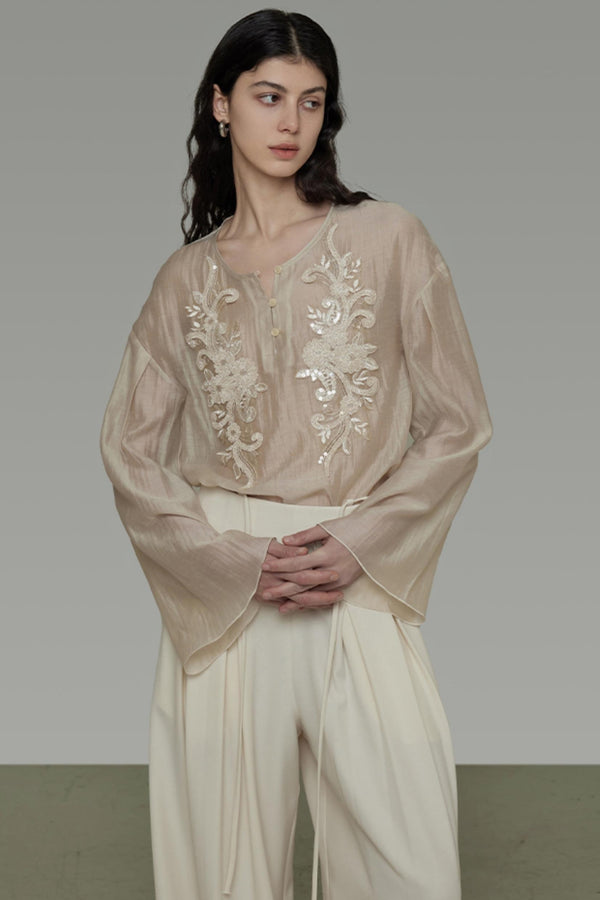 Retro Embroidered Blouse