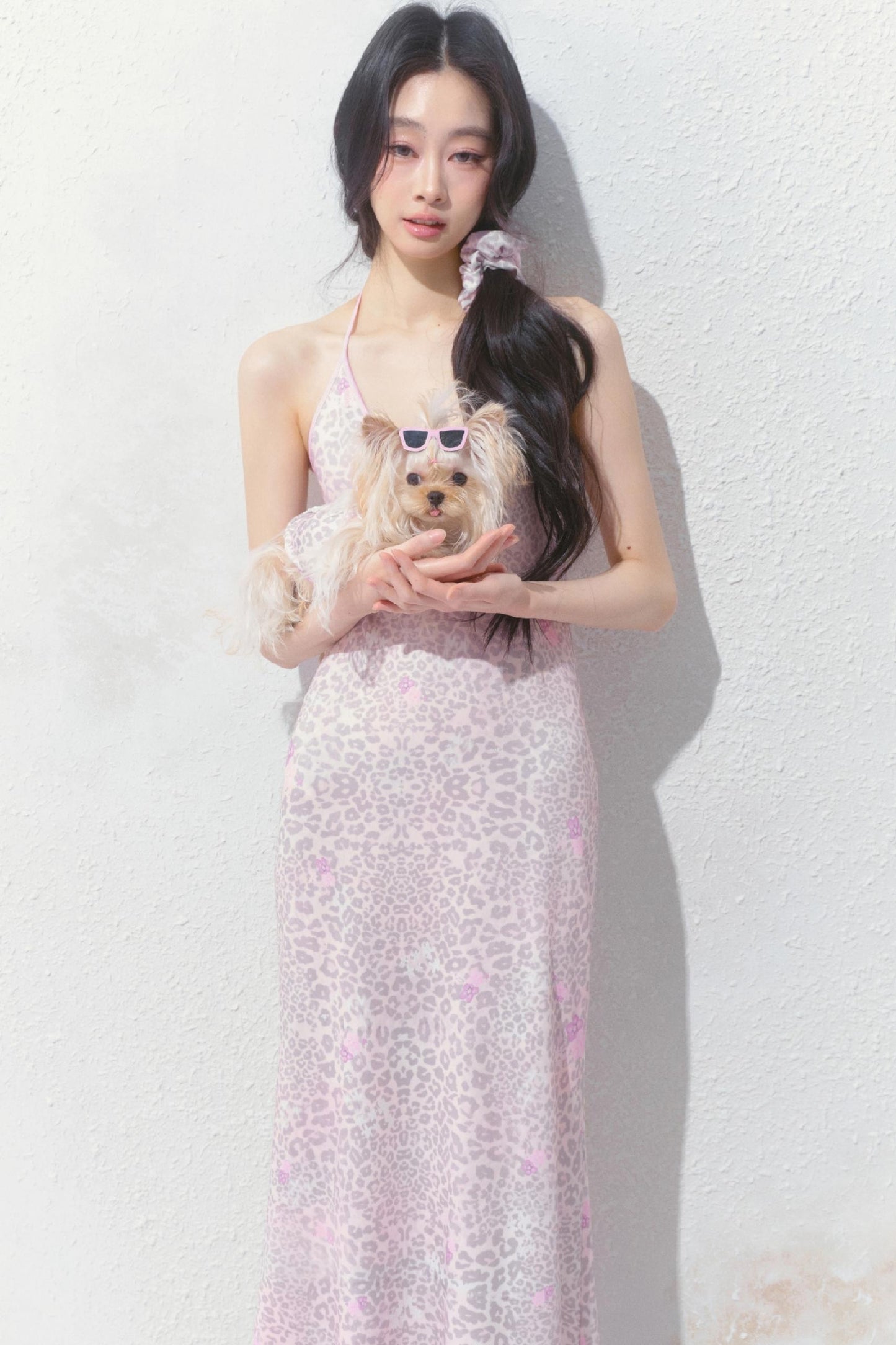 Pink Halter Backless Dress