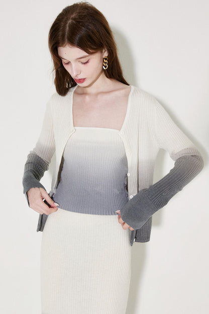 Chic Wool Knit Cardigan Skirt Set-Up