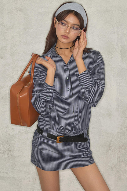 Blue Striped Shirt Dress