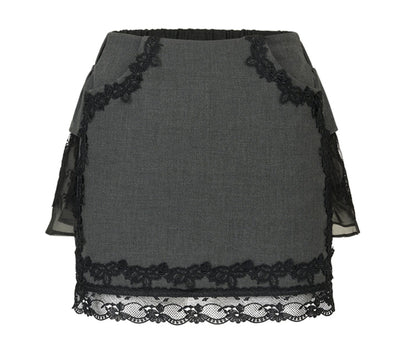 Dark Lace Midi Skirt