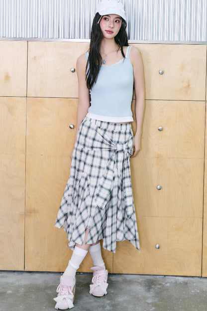 Summer Check Waist Skirt