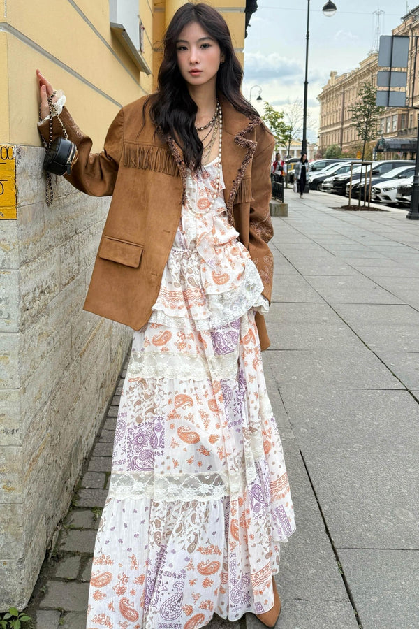 Cashew Flower Vintage Lace Dress Set-Up