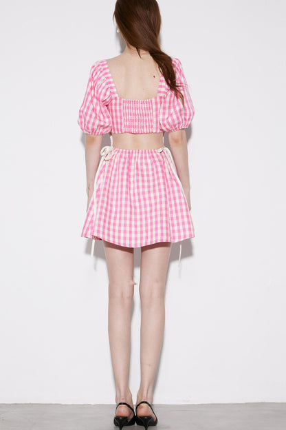 Pink Grid Short Dress
