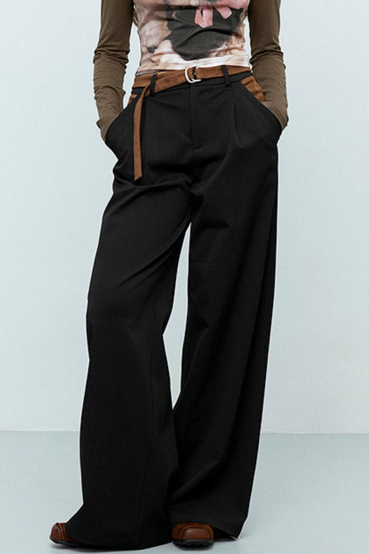 Black Vintage Straight Suit Pants
