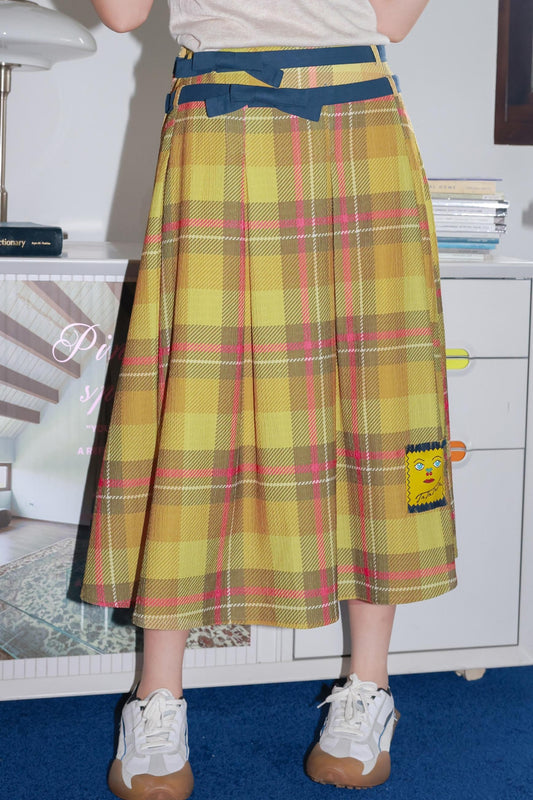 Yellow Plaid Bow Skirt