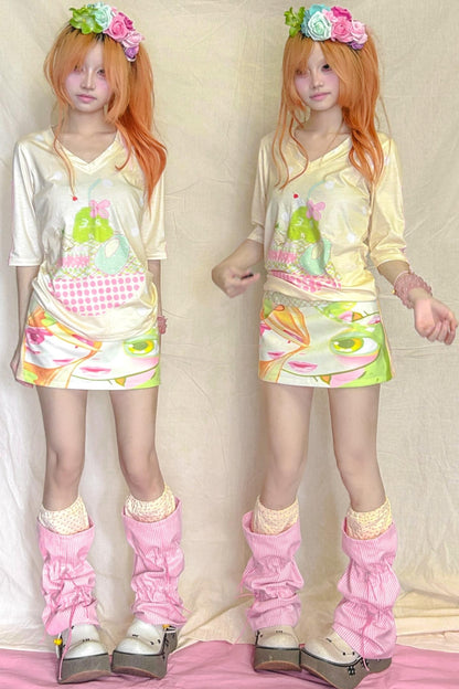 Candy Stripe Polka Drawstring Sock Cover