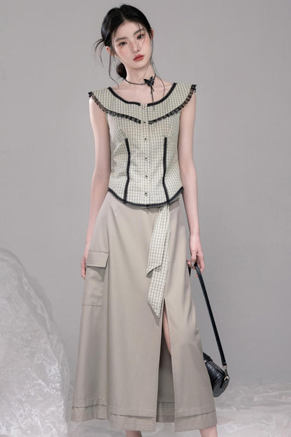 City Light Grey Slit Skirt