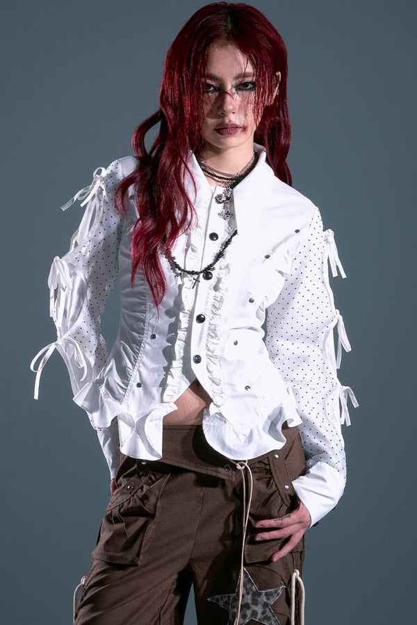 Retro Polka Dot Long Sleeve Shirt