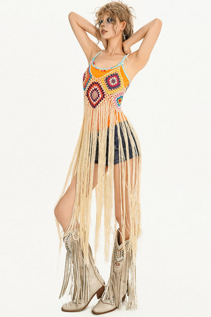 Milk Bohemian Knitted Tassel Dress
