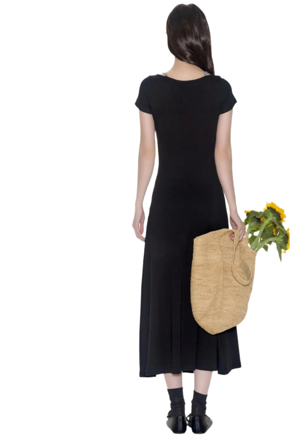 Schmal geschnittenes, einfarbiges, langes Kleid