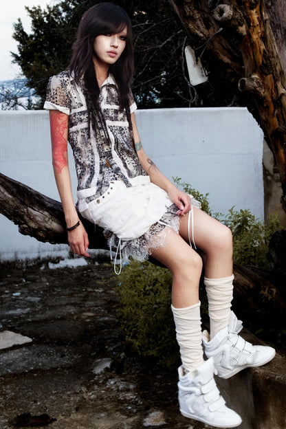 Millennium Chiffon Patch Cross Shirt