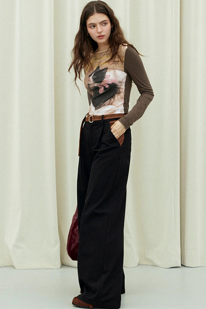 Black Vintage Straight Suit Pants