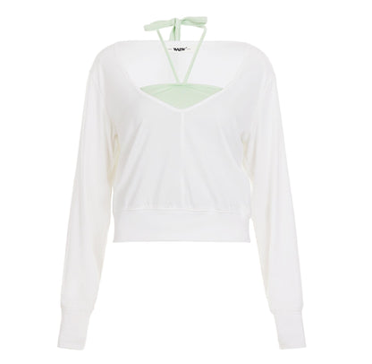 Layered Halterneck Long-Sleeved Tops