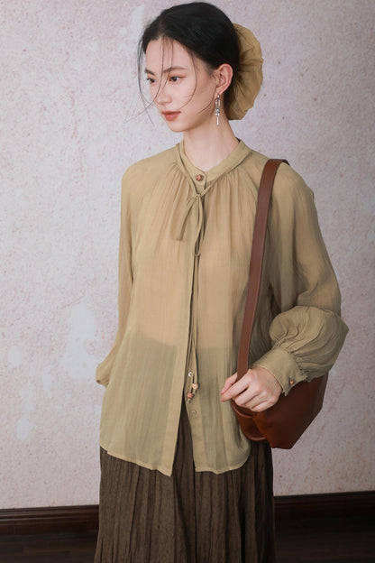 Autumn Lyocell Tencel Stand Up Shirt