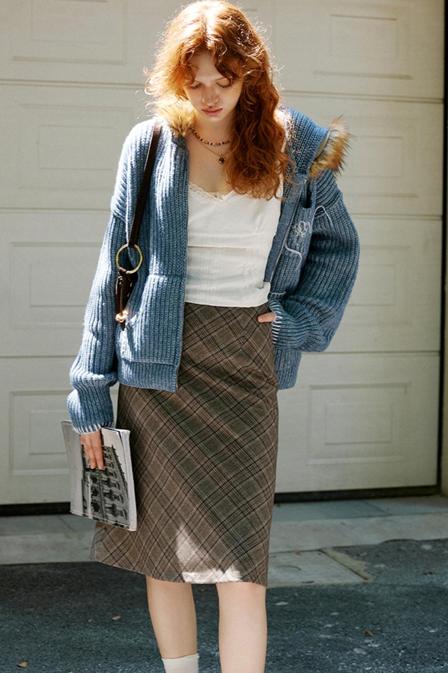 Vintage Check A-Line Woolen Skirt