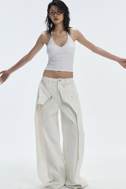 Design Two-Piece Zip-Up Wide-Leg Jeans