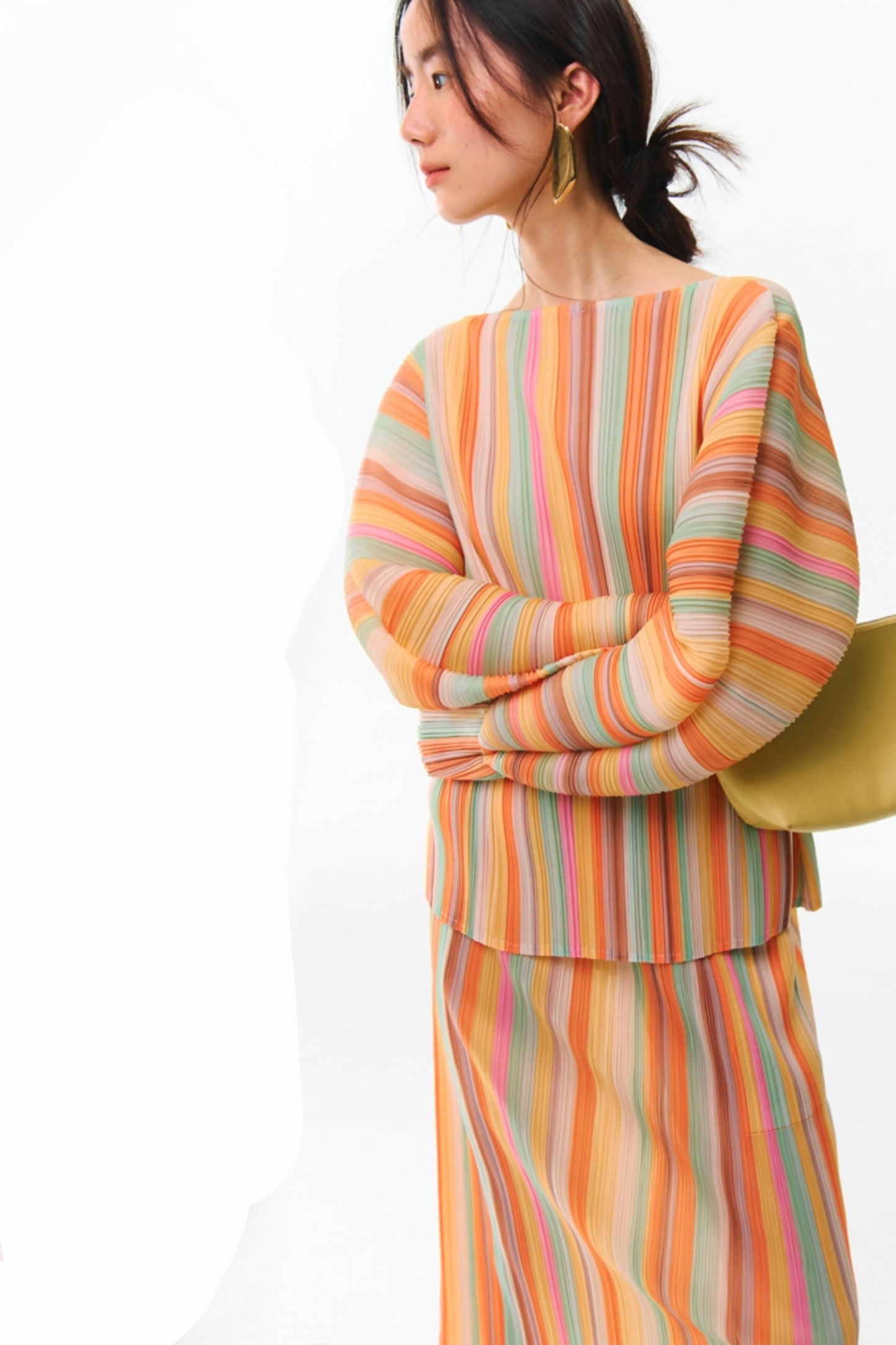 Orange Pleated Bustier Set-Up