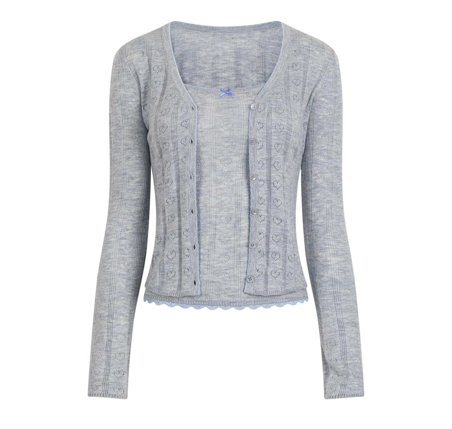 Slim Camisole Knitted Cardigan Two-Piece Set-Up