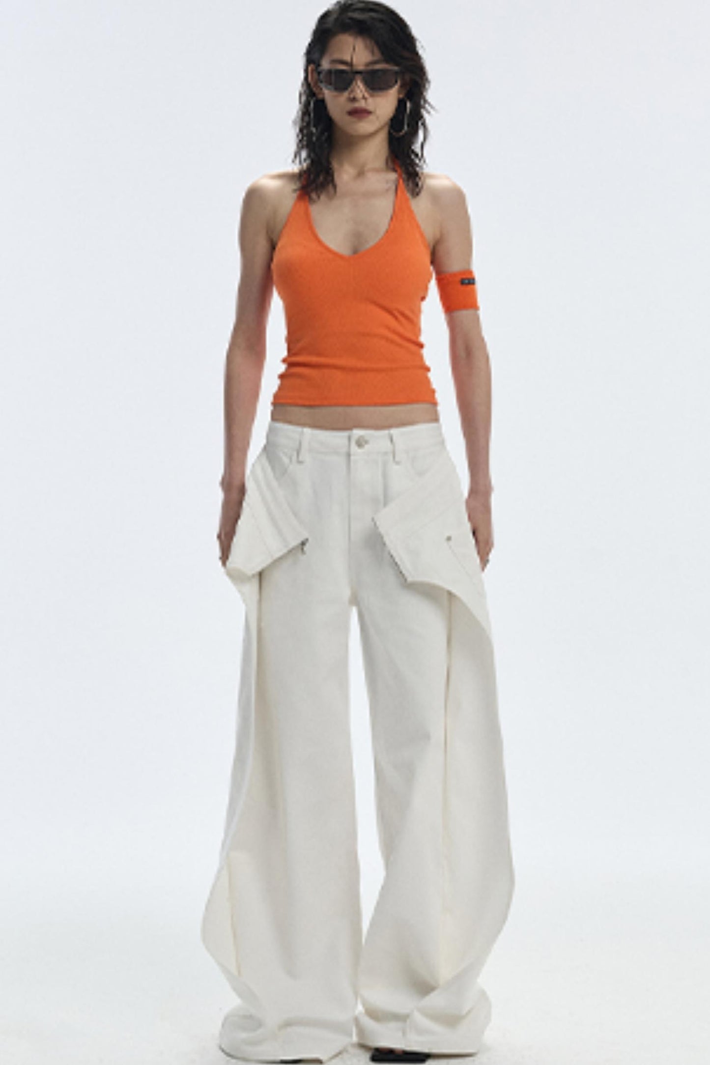 Design Two-Piece Zip-Up Wide-Leg Jeans