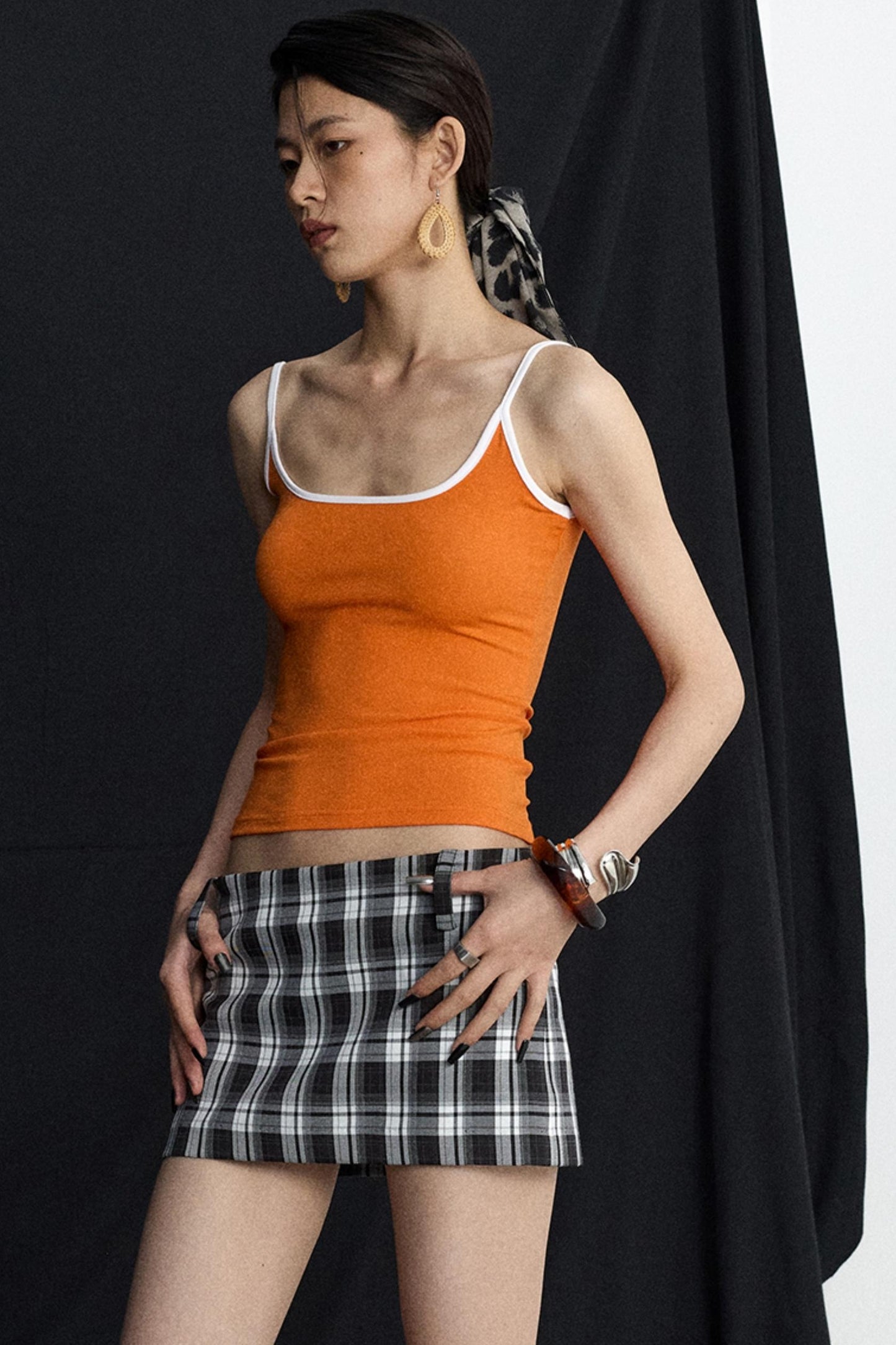 Solid Color U-Tie Slim Camisole