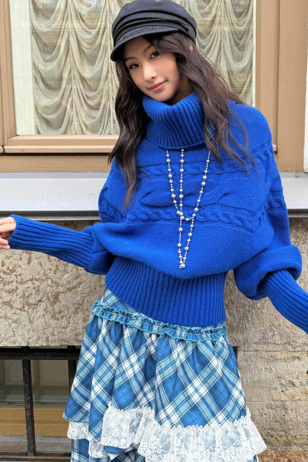 Vintage Blue Turtleneck Sweater