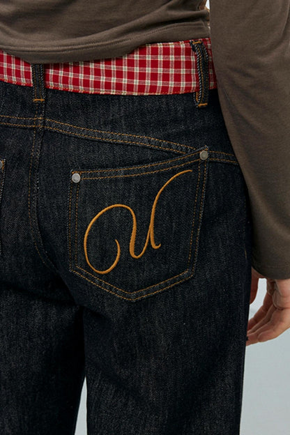 Embroidery Casual Loose Straight Jeans