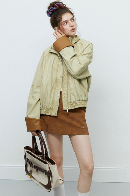 Split Leather Cargo Jacket