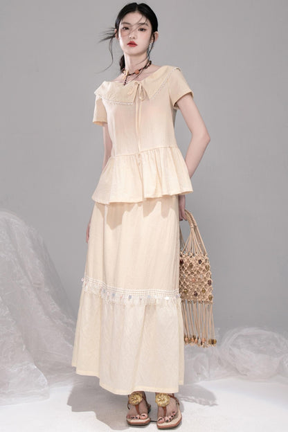 Soft Apricot Wave Skirt Set-Up