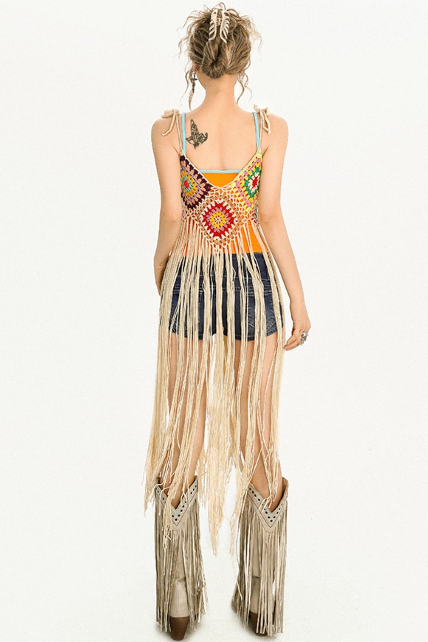 Milk Bohemian Knitted Tassel Dress
