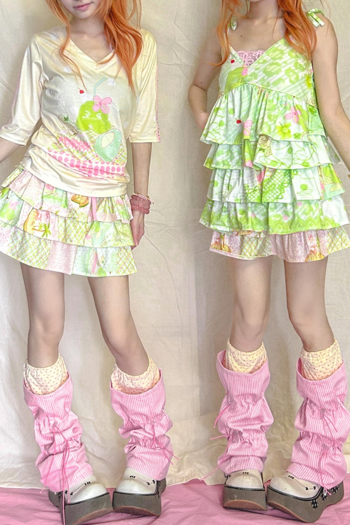 Candy Stripe Polka Drawstring Sock Cover