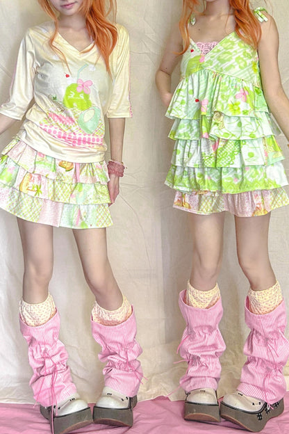 Candy Stripe Polka Drawstring Sock Cover