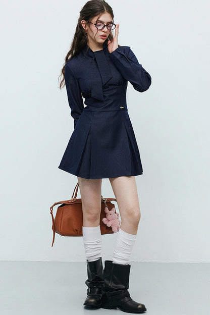 Design Sense Navy Blue Denim Dress