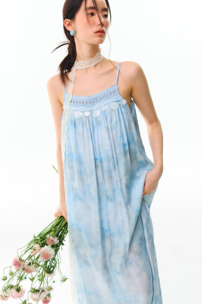 Blue Vacation Halter Dress