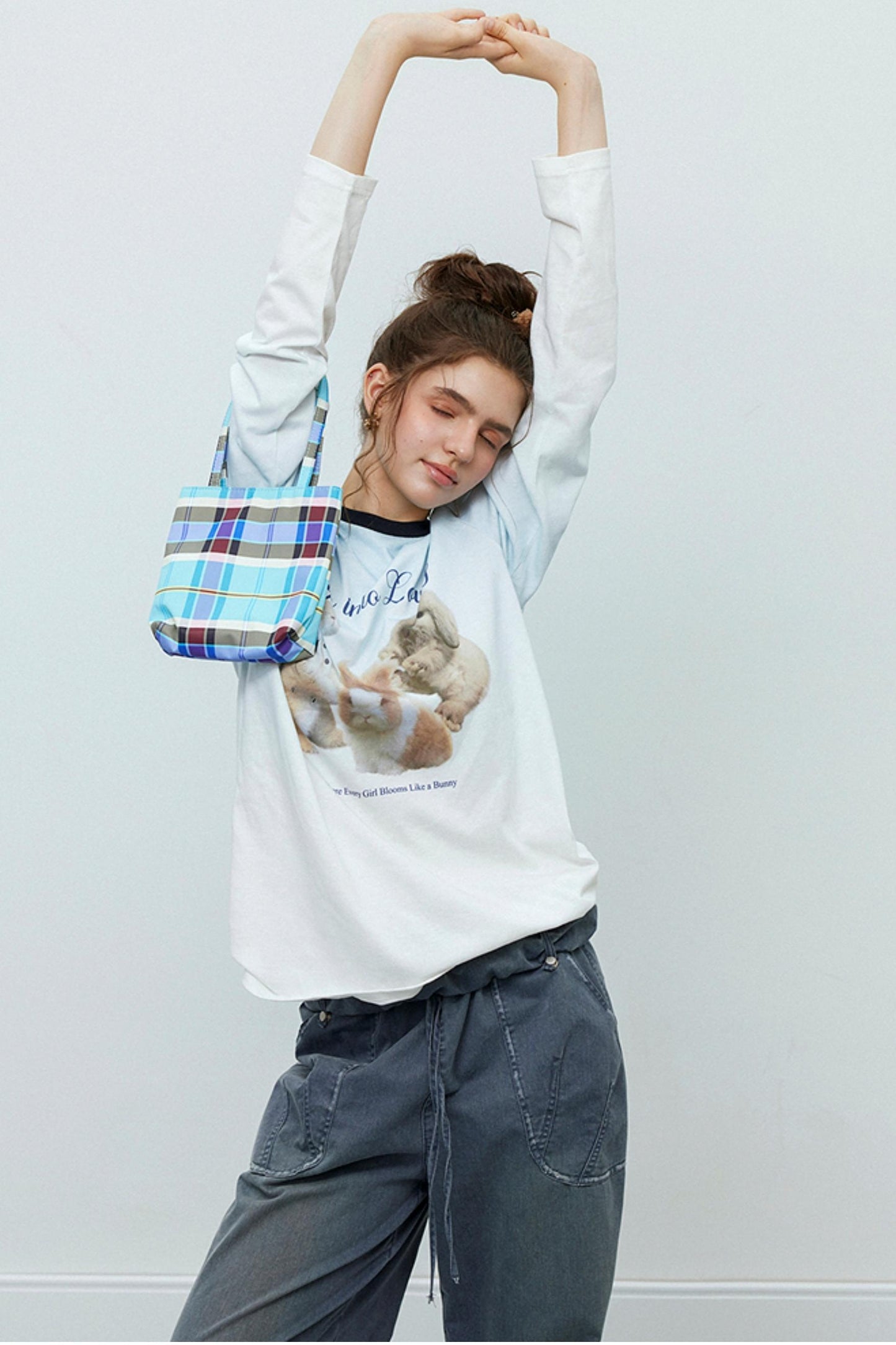 Rabbit Print Gradient Long Sleeve T-Shirt