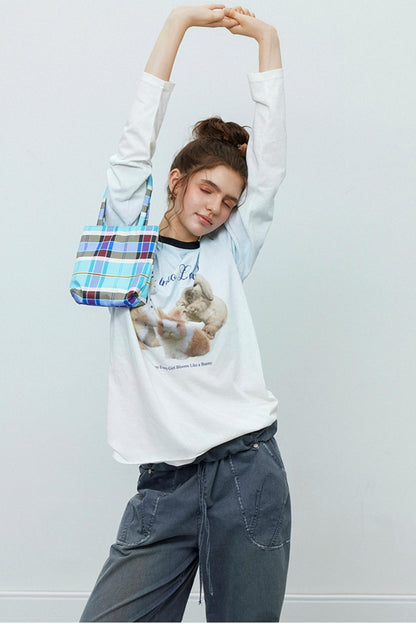 Rabbit Print Gradient Long Sleeve T-Shirt