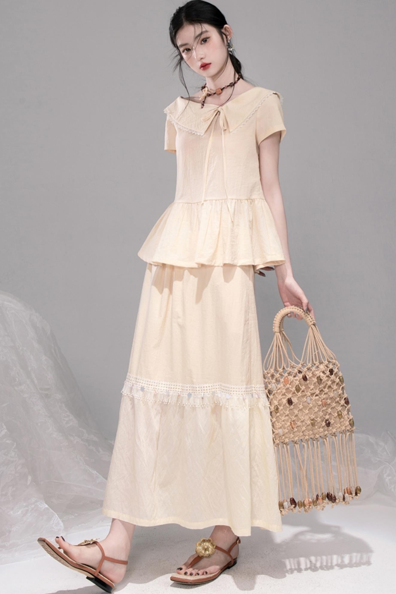 Soft Apricot Wave Skirt Set-Up