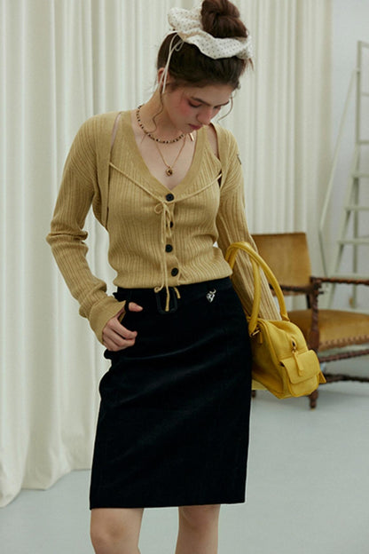 Wool Knit Cardigan Set-Up