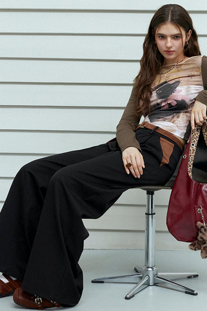 Black Vintage Straight Suit Pants