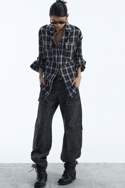 Vintage Black Lapel Shirt