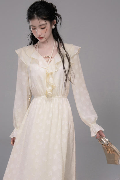 Warm Sun Jacquard Halterneck Dress